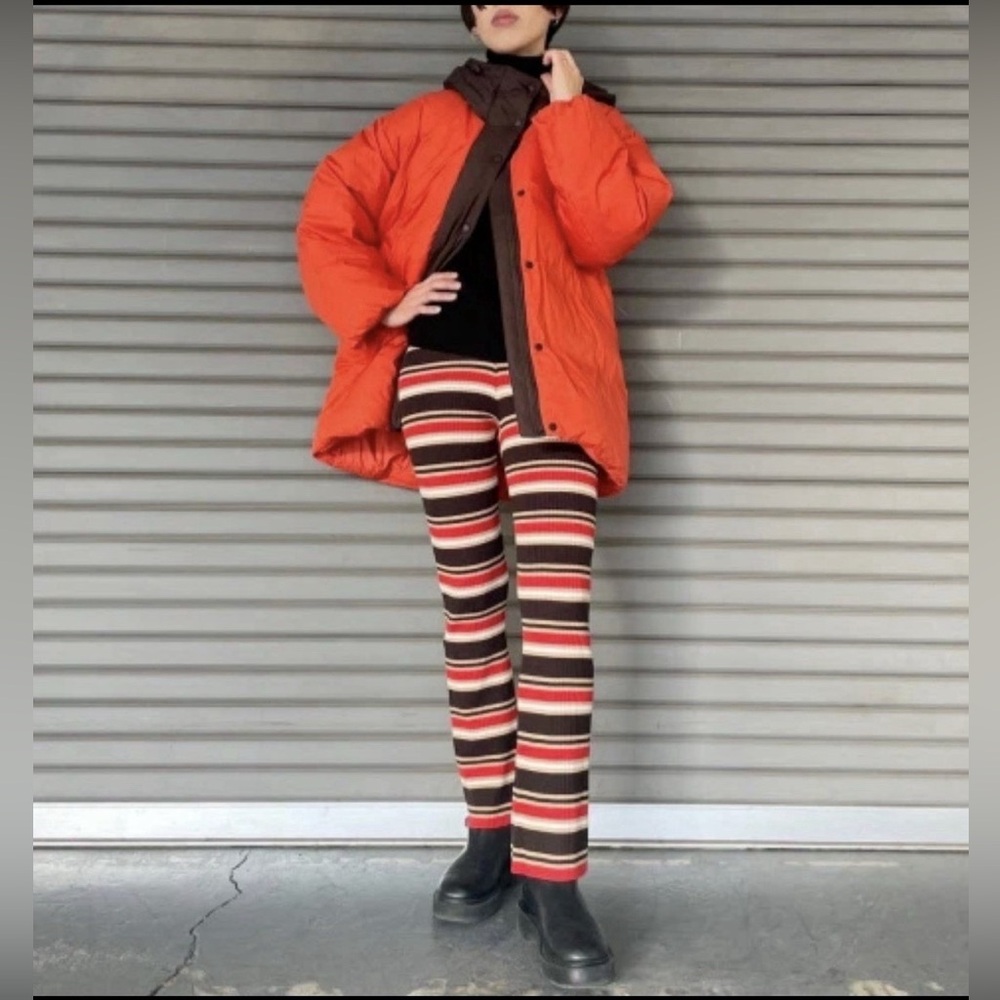 NWT Marni for Uniqlo Striped Ribbed Knit Pull-On Flare Pants